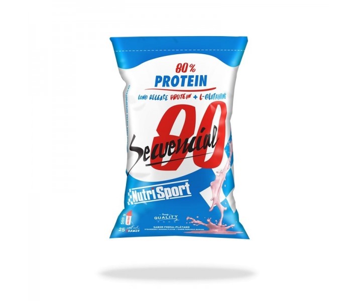 Proteínas Nutrisport Secuencial 80 sabor fresa&plátano 500g